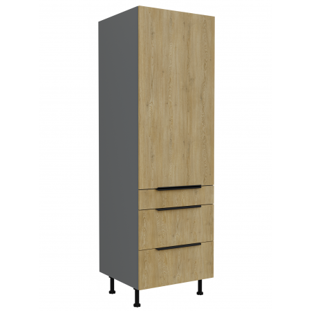 Słupek kuchenny z szufladami 60 cm CREMA dąb cremona / antracyt 60 DK-215 3S 1F